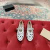 spring 2024 stylish new metal rivet holes Mary Jane single leather flat ballet dancing shoes