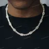 Klaster Bagieette Cut Morklack Moissanite Tennis Chain Naszyjnik srebrny 925 srebrny łańcuchy hip -hopowe
