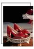 Klänningskor Kina ogräsande skor Bimooth Super High Heels Lady Boots Brand Women Point Fashion Lace tyg gummi Sole GH188