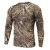 T-shirt da uomo autunno t-shirt mimetica ad asciugatura rapida traspirante a maniche lunghe caccia all'aperto escursionismo campeggio e alpinismo
