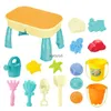 Giochi con la sabbia Divertimento in acqua 16 pezzi Set da tavolo con sabbia e acqua con copertura del coperchio Giocattoli da spiaggia Kit sandbox da giardino esterno Bambini Spiaggia estiva per i più piccoli Kidsvaiduryb