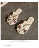Pantofole Papillon Moda Donna Estate Abbigliamento esterno Fondo piatto Donna Perle Baotou Diapositive