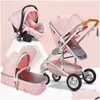 Strollers Baby Stroller 3 In 1 With Car Seat High Landscape Pram Folding Carriage Mom Trolley Drop Delivery Kids Maternity Dhwzv