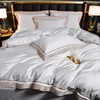 寝具セット4PCSセット1000TCエジプト綿ソフト羽毛羽毛カバーフラットフィットシート枕カバー豪華な刺繍ベッド