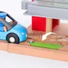Kits de construcción de modelos Juego de trenes de madera Juego de vehículos ferroviarios de madera mágicos Kit de aprendizaje Bloques de construcción de ingeniería para niños, niños y niñas de 3 años en adelante