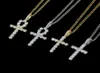 Hip Hop Cross Diamonds Wisidant Naszyjniki dla mężczyzn Kobiety Religia Chrześcijaństwo luksusowe naszyjnik biżuteria złota platowane miedziane cyrkony cu9756689