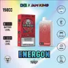 Jam King vapes descartável puff 15000 12 sabores 24ml Pod Smart LED Screen Display 2% 3% 5% Nic Mesh Coil 1.1 Ohm Big Vapor 650mAh Bateria Recarregável E Cigarro atacado