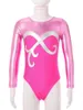 Stage Wear Girls Ballet Dance Gymnastics Leotards 2024 Kids Long Sleeve Round Neck Shiny Sports Workout Unitards Performance Costume