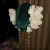 Pinces à cheveux en crêpe française, fleur, pompon en cristal, décoration latérale, accessoires polyvalents pour Style de mariage de mariée