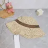 Béret tressé en herbe pour femmes, chapeau de paille de styliste, avec nœud à la mode, chapeaux à large bord, seau d'été, chapeau de soleil de plage en plein air