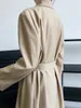 New suit collar trench coat, women's mid length, knee length, high-end, winter lace up, spring and autumn coat