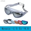 Diving Accessories Myopia Swimming Goggles Prescription Large Frame Swimming Glasses anti fog Diopter Swim Eyewear Natacion Waterproof Eyewear YQ240119