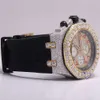 Hip Hop Bustdown 41mm Mens Iced Out Branded Honeycomb Seting VVS Moissanite Watch