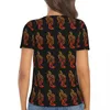 Women's T Shirts Red Tribal Wild Animal Print Classic Deep V Neck Shirt Short-Sleeve Vintage Overdized Tees Summer Graphic Tops