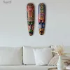 Arts and Crafts Wooden Mask Wall Hanging Solid Wood Carving Painted Facebook Wall Decor Bar Home Decorations African Totem Mask Crafts YQ240119