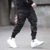 Mężczyzn Ribbons Kolor Block Pants czarny ładunek kieszonkowy harem joggers harajukunpant hip hop spodni 15