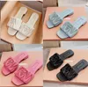 Candy Color Summer Slippers Classic Women Leisure Flip Flops Fashion Flat Bottom Sandal Letters Luxury Ladies wrinkle Leather Women Beach Shoes Slipper Size 35-41