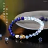 Strand Umq Original Aquamarine Armband Women 999 Sterling Silver Style Simple Lapis Bead Girls Pearl Ornament