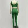 Kvinnors tvåbitar byxor fabrik grossistkvinnor bär grönt v-ringning bandage toprousers elastisk mager sexig set kändis parti