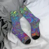 Chaussettes homme Trippy Fuchsia et bleu abstrait rétro tourbillon Harajuku bas de haute qualité toute la saison pour homme femme