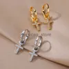 Stud Kreuz Ohrringe für Frauen Gold Farbe Edelstahl Ohrringe 2023 TrendFemme Ästhetischen Baumeln Ohr Schmuck aretes mujer J240119