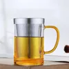 Muggar 500 ml värmebeständig glas te mugg wuth 304 rostfritt stål filter kaffe l kök dricker mjölkvatten kopp