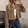 Kvinnors jackor khaki för kvinnor fast färg amerikansk retro smal montering jacka singel breasted cardigan casual coat chaquetas para mujer