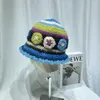 Berets feminino colorido listrado pesado grosso malha pescador boné artesanal flores panamá nicho moda balde chapéu