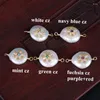 Link Bracelets 5pcs/lot Micro Paved Cz Tiny Snow Snowflake Charm Freshwater Pearl Bead Charms Dainty Gift For Women