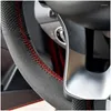 Steering Wheel Covers Ers Hand Braids Er On Car For F45 F46 X1 F48 X2 F39 2024 Diy Hand-Stitched Suede Leather Trim Accessories Drop D Dhkru