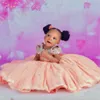 Nuke Pink Flower Girl Dresses Off Shoulder Tulle Rehinestones Ball Gown Princess Flowergirl Gowns Little Kids First Birthday Party Daughter and Mother Dress CF039