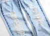 Calças de brim masculinas chegam novas calças de brim azuis de estiramento fino de alta qualidade buraco rasgado calças de moda de rua luz luxo elegante sexy jeans casuais; l240119