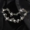 Kopfschmuck Gold Strass Kristall Braut Stirnband für Frauen Blume Hochzeit Haarschmuck Braut Accessoires trendige handgemachte Kopfbedeckung Tiaras