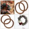 Flores decorativas grinalda círculo videira natural diy guirlanda rattan quadro acessório materiais fio sonho apanhador mão tecidos anéis