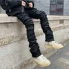 Men's Jeans Heavy Industry Hole Frayed Destruction Waxed Jeans Mens High Street Retro Straight Ripped Pencil Pants Oversize Denim TrousersL240119