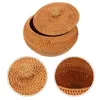 Dinnerware Sets Rattan Storage Basket Woven Veggie Tray Bread Serving Wooden Natural Baskets Home Decor