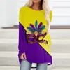 Women's T Shirts Mardi Sweatshirt For Women Carnival Long Sleeve Tunic Fashion Round Shirt Athletic 2 Thin