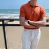 Мужские поло 2024, модная облегающая мужская трикотажная рубашка-поло с коротким рукавом, летняя тонкая S, деловая мужская высокое качество Q02