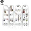 Display 2/3/4 Fans Panels Screen Folding Clear Earrings Studs Display Rack Necklace Jewelry Shelf Stand Holder Organizer Storage Box