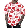 Men's T Shirts 2024 Fashion Short Sleeve Round Neck Valentine's Day Printed Top Blouse Official Store Graphic Ropa Hombre