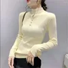 Pulls pour femmes 2024 Sexy Mode Stand Col Creux Boutons Pull Femme Automne Hiver Pull Solide Couleur Manches Longues Tops Basiques