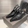 Alto designer senhora salto bomba saiint sapato lourent preto apontado magro 2024 início da primavera novo estilo sexy metal patente couro prepúcio volta sandálias de ar