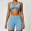 Completo da yoga Set da palestra push up Set da allenamento in lycra da donna Set da donna 2024 Leggings sportivi in due pezzi Completo da reggiseno Pilates Abbigliamento Abbigliamento da yoga Rosa Blu XSH24119