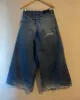 Damen Jeans Y2k Harajuku Hip Hop Brief Grafik Stickerei Retro Blau Übergroße Baggy Wadenlange Hose Neue Gothic Weite Hoseyolq