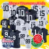 Benutzerdefiniertes Penn State Football-Trikot, KeAndre Lambert Smith, Kaytron Allen 15 Drew Allar Jaylen Reed 10 Nicholas Singleton Beau Pribula 11 Parsons Navy White Rose Kids