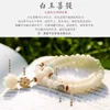 Bracciale Bodhi in giada bianca naturale, profumo semplice, elegante doppio cerchio, perline di Buddha di loto, preghiera portatile