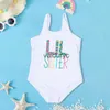 One-Pieces Big Sister Little Sister Family Matng Girls Swimsuit 2-7 Year One Piece Swimwear Summer Kids Bikini Beach Wear Bathing Suits H240508