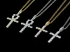 collane con ciondolo con diamanti croce hip hop per uomo donna Religione Cristianesimo collana di lusso gioielli in rame placcato oro zirconi Cu8219297