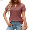 Blouses Femme Chemises T-shirt décontracté à manches courtes pour femmes 2023 printemps/été couleur unie col en v dentelle épissage coupe ample haut pour femme t-shirts S-XXL YQ240119