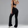 Kvinnor ärmlös flare jumpsuits Sexig rygglös tank tops bodycon scrunch rumpa yoga rompers sömlös unitard playsuit 2401175